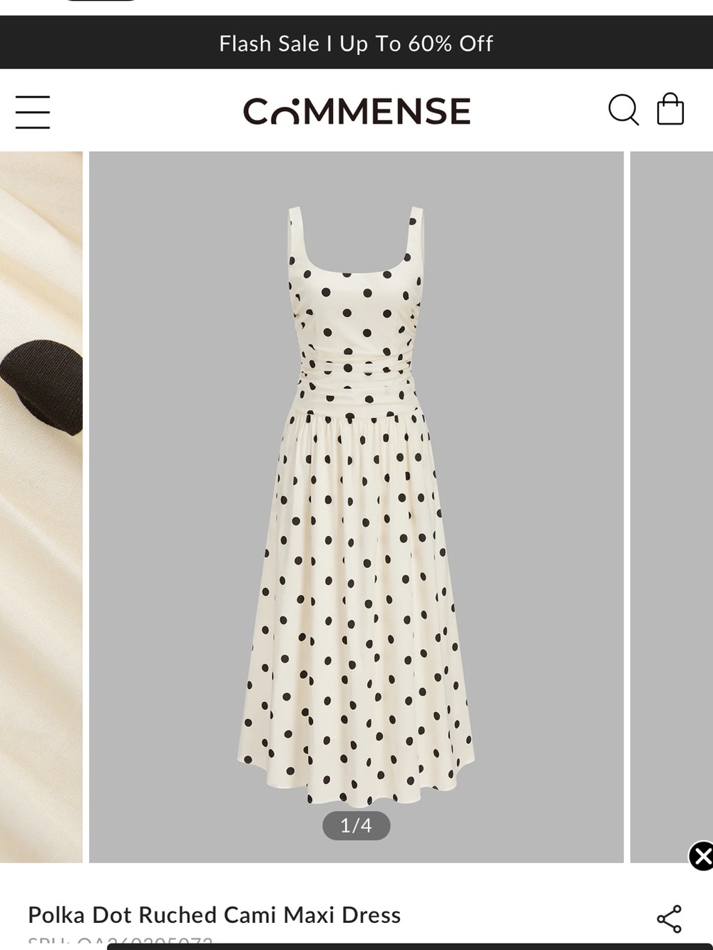 Commense Cream Maxi Dress with Black Polka Dots